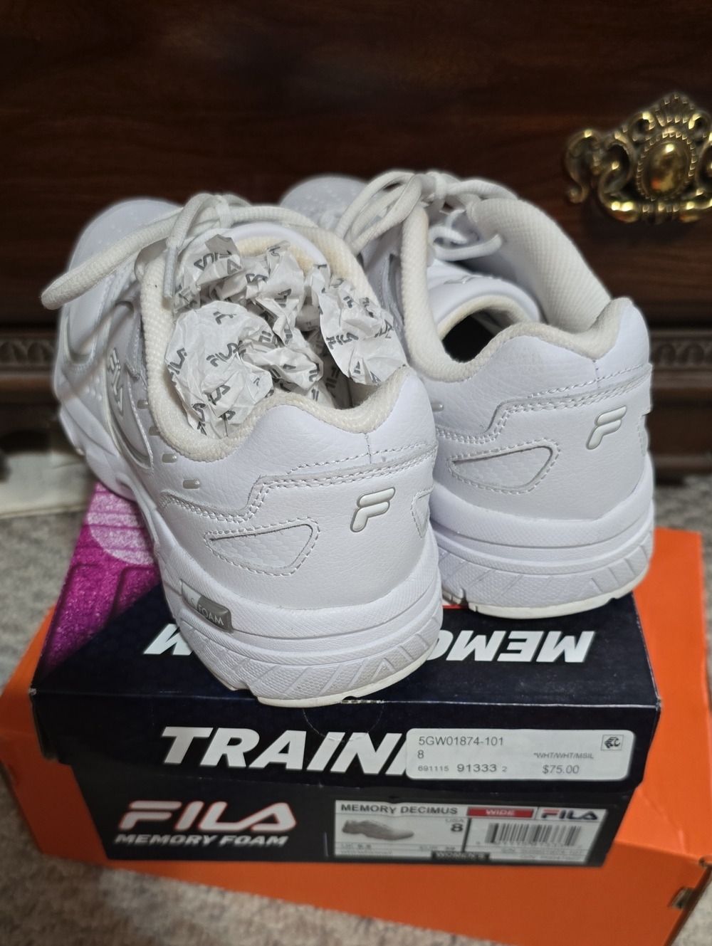 Fila White Low-Top Memory Foam Sneakers